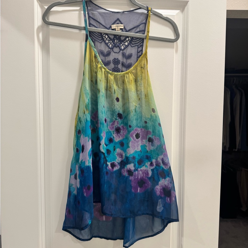 Buckle Blue and Purple Floral Tank Top